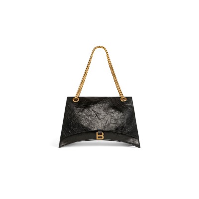 BALENCIAGA WOMEN'S CRUSH CHAIN BAG IN LARGE BLACK 716332210IT1000 (39.9*24.9*13cm)