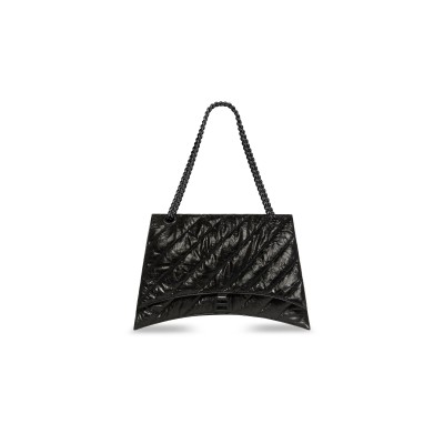 BALENCIAGA WOMEN'S CRUSH CHAIN BAG IN LARGE BLACK 716332210IY1000 (39.9*24.9*13cm)