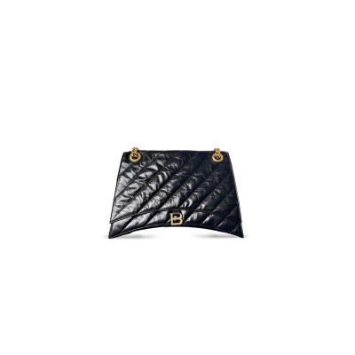 BALENCIAGA WOMEN'S CRUSH CHAIN BAG IN LARGE BLACK 716332210IY2000 (39.9*24.9*13cm)
