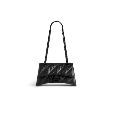 BALENCIAGA WOMEN'S CRUSH CHAIN BAG SMALL IN BLACK 716351210IY1000 (24.9*15*7.9cm)