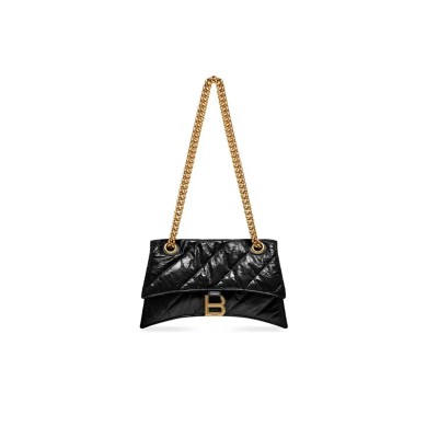 BALENCIAGA WOMEN'S CRUSH CHAIN BAG SMALL IN BLACK 716351210J11000 (24.9*15*7.9cm)