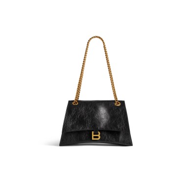 BALENCIAGA WOMEN'S CRUSH CHAIN BAG IN MEDIUM BLACK 716393210IT1000 (31*19.8*6.9cm)