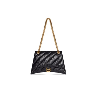 BALENCIAGA WOMEN'S CRUSH CHAIN BAG MEDIUM IN BLACK 716393210J11000 (31*19.8*6.9cm)