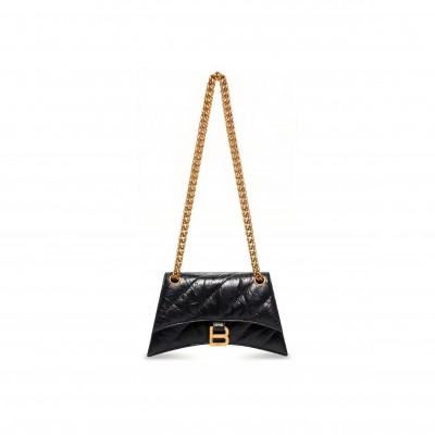 BALENCIAGA WOMEN'S CRUSH CHAIN BAG MINI IN BLACK 736016210J11000 (21.8*9.9*4.8cm)