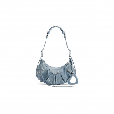 BALENCIAGA WOMEN'S LE CAGOLE SHOULDER BAG SMALL IN BLUE 6713072109U4715 (33*16*8.4cm)
