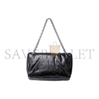 BALENCIAGA WOMEN'S MONACO CHAIN BAG MEDIUM IN BLACK 7659452AASA1000 (32.5*22*9.9cm)