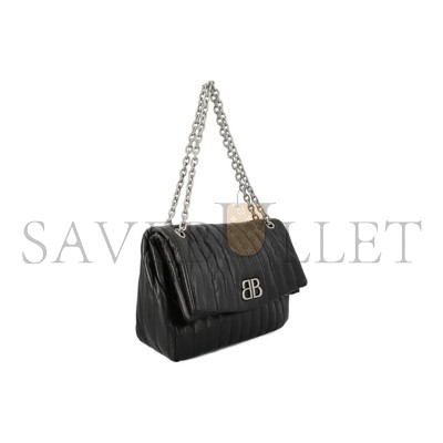 BALENCIAGA WOMEN'S MONACO CHAIN BAG MEDIUM IN BLACK 7659452AASE1000 (32.5*22*9.9cm)
