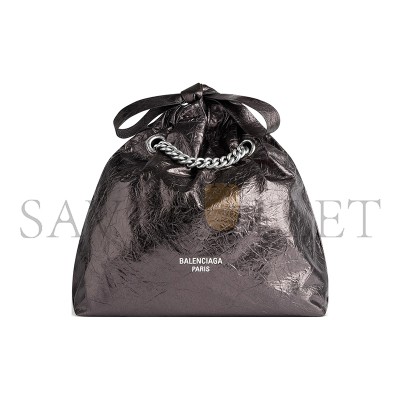 BALENCIAGA WOMEN'S CRUSH TOTE BAG SMALL IN SILVER 7429422AATG1314 (25.9*23.9*9.9cm)