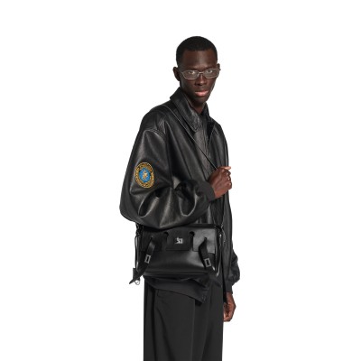 BALENCIAGA MEN'S BEL AIR ZIPPED MESSENGER BAG SMALL IN BLACK 8340322ABAW1000 (29.9*19.8*8.8cm)