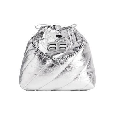 BALENCIAGA WOMEN'S CRUSH TOTE BAG XS IN SILVER 781796210IW8110 (20*20*7.8cm)