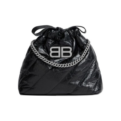 BALENCIAGA WOMEN'S CRUSH TOTE BAG XS IN BLACK 781796210J01000 (20*20*7.8cm)