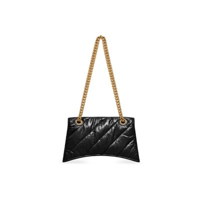 BALENCIAGA WOMEN'S CRUSH CHAIN BAG SMALL IN BLACK 716351210J11000 (24.9*15*7.9cm)