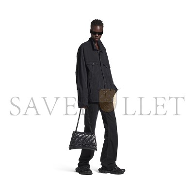 BALENCIAGA WOMEN'S CRUSH CHAIN BAG IN LARGE BLACK 716332210IY1000 (39.9*24.9*13cm)