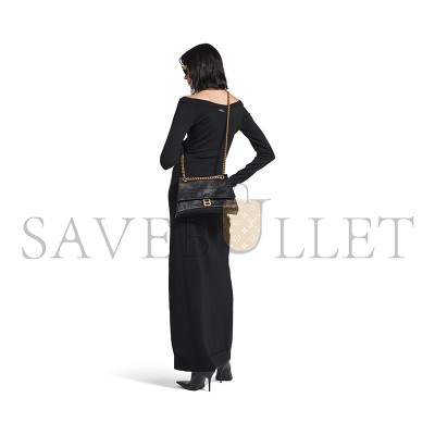 BALENCIAGA WOMEN'S CRUSH CHAIN BAG IN MEDIUM BLACK 716393210IT1000 (31*19.8*6.9cm)