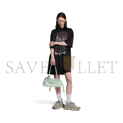 BALENCIAGA WOMEN'S CARRIE BOWLING BAG SMALL IN MINERAL GREEN 8329202ABNP3837 (30.9*11.9*11.9cm)