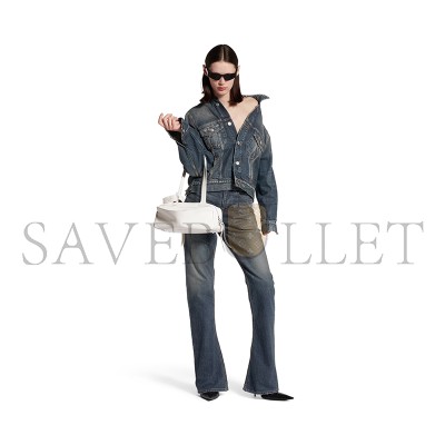 BALENCIAGA WOMEN'S CARRIE BOWLING BAG SMALL IN WHITE 8329202ABNP9016 (30.9*11.9*11.9cm)