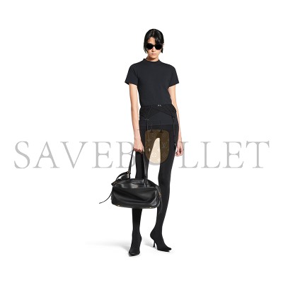 BALENCIAGA WOMEN'S CARRIE BOWLING BAG MEDIUM IN BLACK 8264252ABNQ1000 (35.8*18.7*16.5cm)