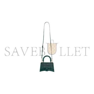 BALENCIAGA WOMEN'S HOURGLASS HANDBAG XS  WITH RHINESTONES GREEN 59283328D0M3609 (18.8*13*7.9cm)