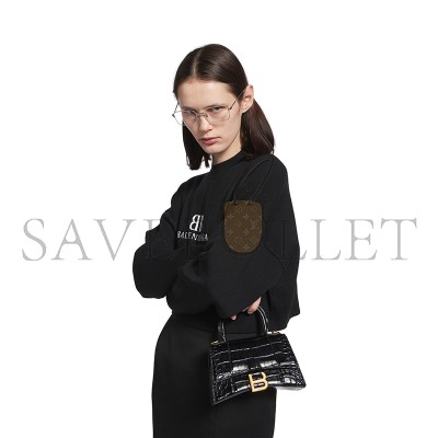 BALENCIAGA WOMEN'S HOURGLASS HANDBAG XS IN BLACK 5928331LRGM1000 (18.8*13*7.9cm)