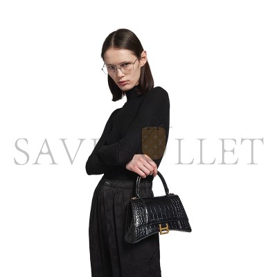 BALENCIAGA WOMEN'S HOURGLASS HANDBAG SMALL IN BLACK 5935461LRGM1000 (22.9*15*9.9cm)