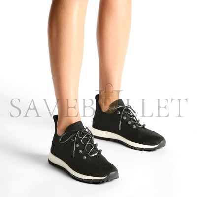 JIMMY CHOO VELES BLACK SEQUIN KNIT TRAINERS VELESBNV