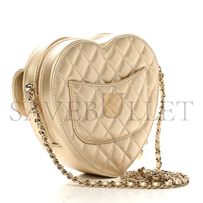 CHANEL HEART BAG LAMBSKIN IN GOLD AS5764 (19*17*5.5cm)