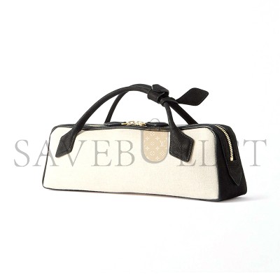 ALAÏA LE TECKEL LEATHER-TRIMMED CANVAS CLUTCH 463766 (31*10*6.5cm)