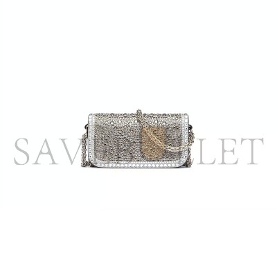 VALENTINO SMALL VALENTINO GARAVANI LOCÒ SHOULDER BAG WITH RHINESTONES 3W0B0K53JFN_ZQG (20*11*5cm)