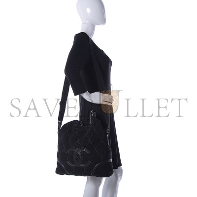 CHANEL MASTER SUEDE QUILTED RODEO DRIVE HOBO BLACK 744000 (36*33*10cm)