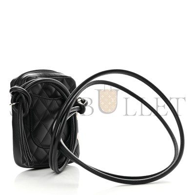 CHANEL MASTER CALFSKIN QUILTED SMALL CAMBON MESSENGER BLACK WHITE 1258604 (15*13*3.5cm)