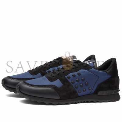 VALENTINO MEN'S ROCKSTUD SNEAKERS IN MARINE BLACK 1Y2S0748VBU24C VALENTINO MEN'S ROCKSTUD SNEAKERS IN MARINE BLACK 1Y2S0748VBU24C