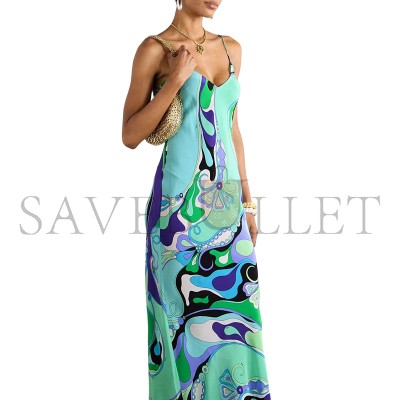 PUCCI PRINTED SILK CREPE DE CHINE MAXI DRESS 5HRI265H733025