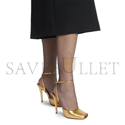 YSL LA SCANDALE SANDALS IN METALLIC LEATHER