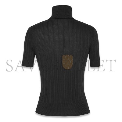 YSL MONOGRAM RIBBED SILK SHORT-SLEEVE TOP 705377Y75PY1000