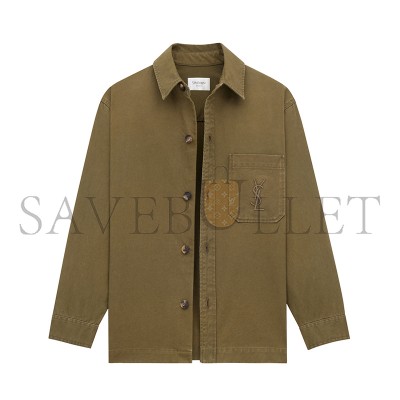 YSL CASSANDRE OVERSHIRT IN COTTON LINEN GABARDINE 838697Y253W3530