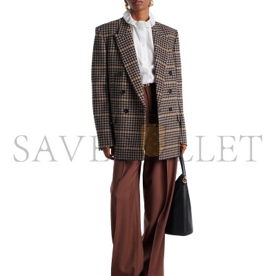 YSL HOUNDSTOOTH DOUBLE-BREASTED WOOL BLAZER
