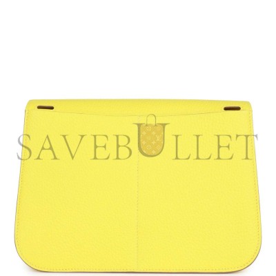 HERMES HALZAN 25 LIME CLEMENCE PALLADIUM HARDWARE (25*17*8cm)