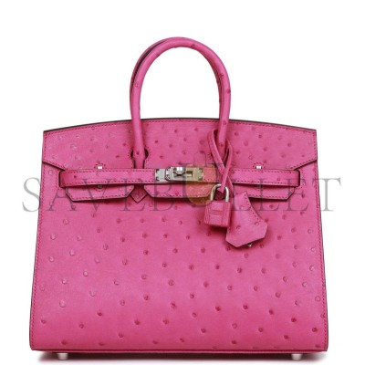 HERMES BIRKIN SELLIER 25 ROSE POURPRE OSTRICH PALLADIUM HARDWARE HANDMADE (25cm) HERMES BIRKIN SELLIER 25 ROSE POURPRE OSTRICH PALLADIUM HARDWARE HANDMADE (25cm)