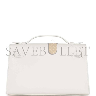 HERMES MINI KELLY POCHETTE WHITE SWIFT GOLD HARDWARE H049417CC01 (22*13*7cm) HERMES MINI KELLY POCHETTE WHITE SWIFT GOLD HARDWARE H049417CC01 (22*13*7cm)