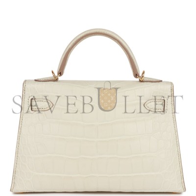 HERMES MASTER MINI KELLY MATTE ALLIGATOR GOLD HARDWARE (19*12*5.5cm)