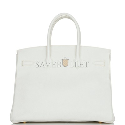 HERMES BIRKIN 35 WHITE CLEMENCE GOLD HARDWARE (35*25*18cm) HERMES BIRKIN 35 WHITE CLEMENCE GOLD HARDWARE (35*25*18cm)