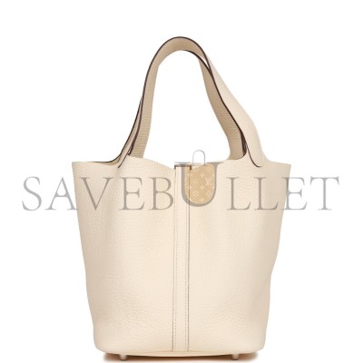 HERMES PICOTIN LOCK 22 CLEMENCE PALLADIUM HARDWARE (22*21*17cm)