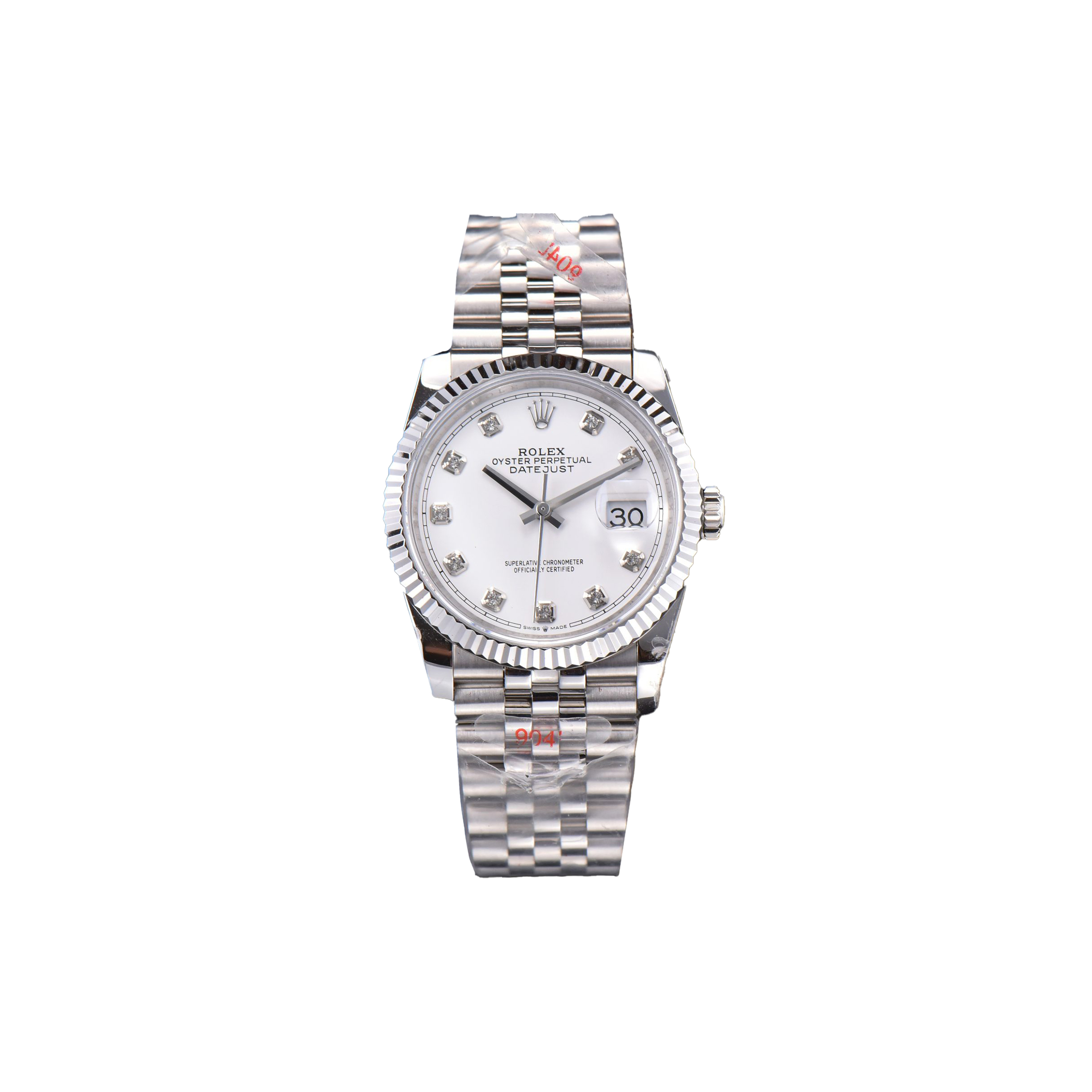 ROLEX DATEJUST GMF WHITE DIAL DIAMOND MARKER JUBILEE BRACELET 41MM WATCH 126334