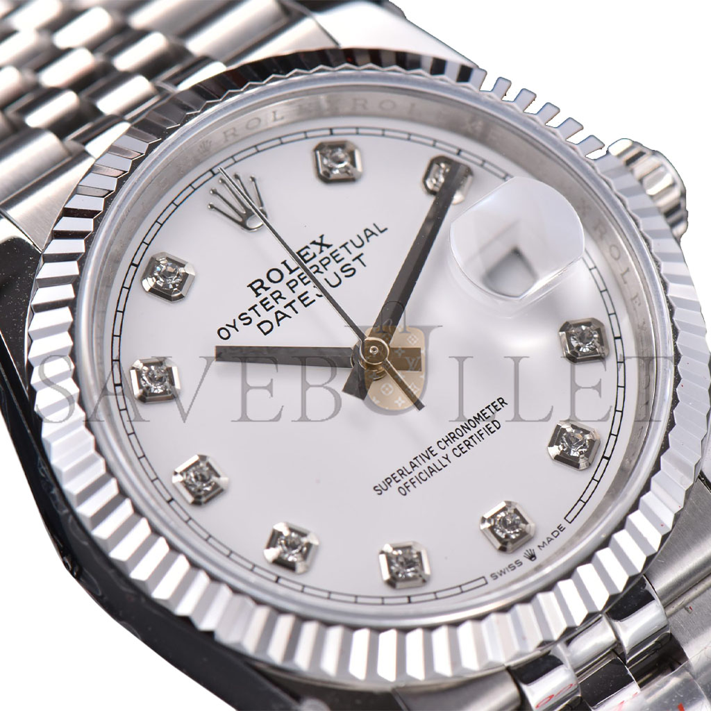 ROLEX DATEJUST GMF WHITE DIAL DIAMOND MARKER JUBILEE BRACELET 41MM WATCH 126334