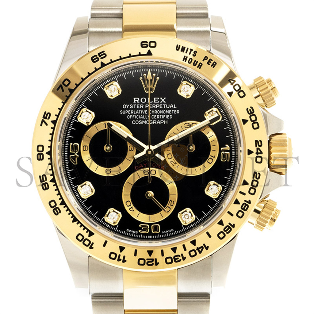 ROLEX DAYTONA DIAMOND-ENCRUSTED BRIGHT BLACK DIAL 40MM WATCH 116503-0011