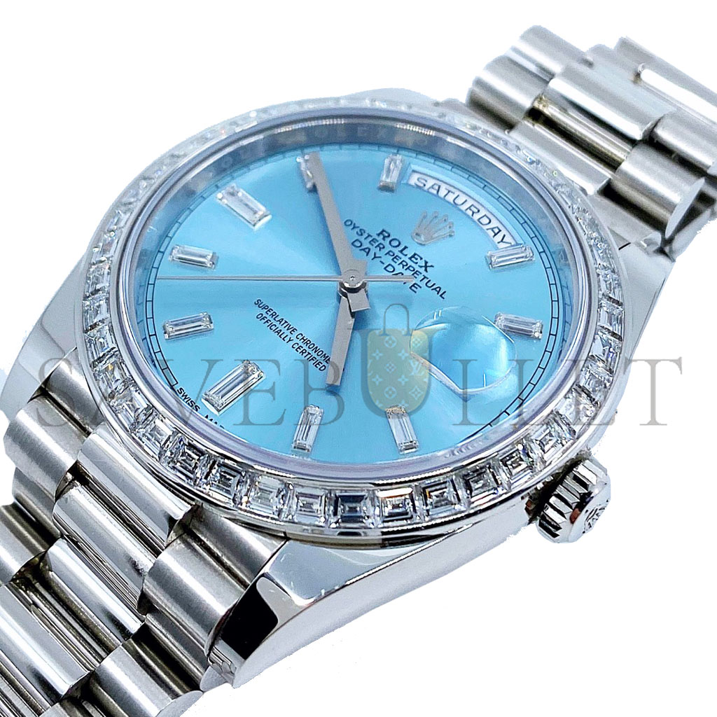 ROLEX DAY-DATE PLATIN BAUGETTE DIAMONDS 40MM WATCH 228396TBR