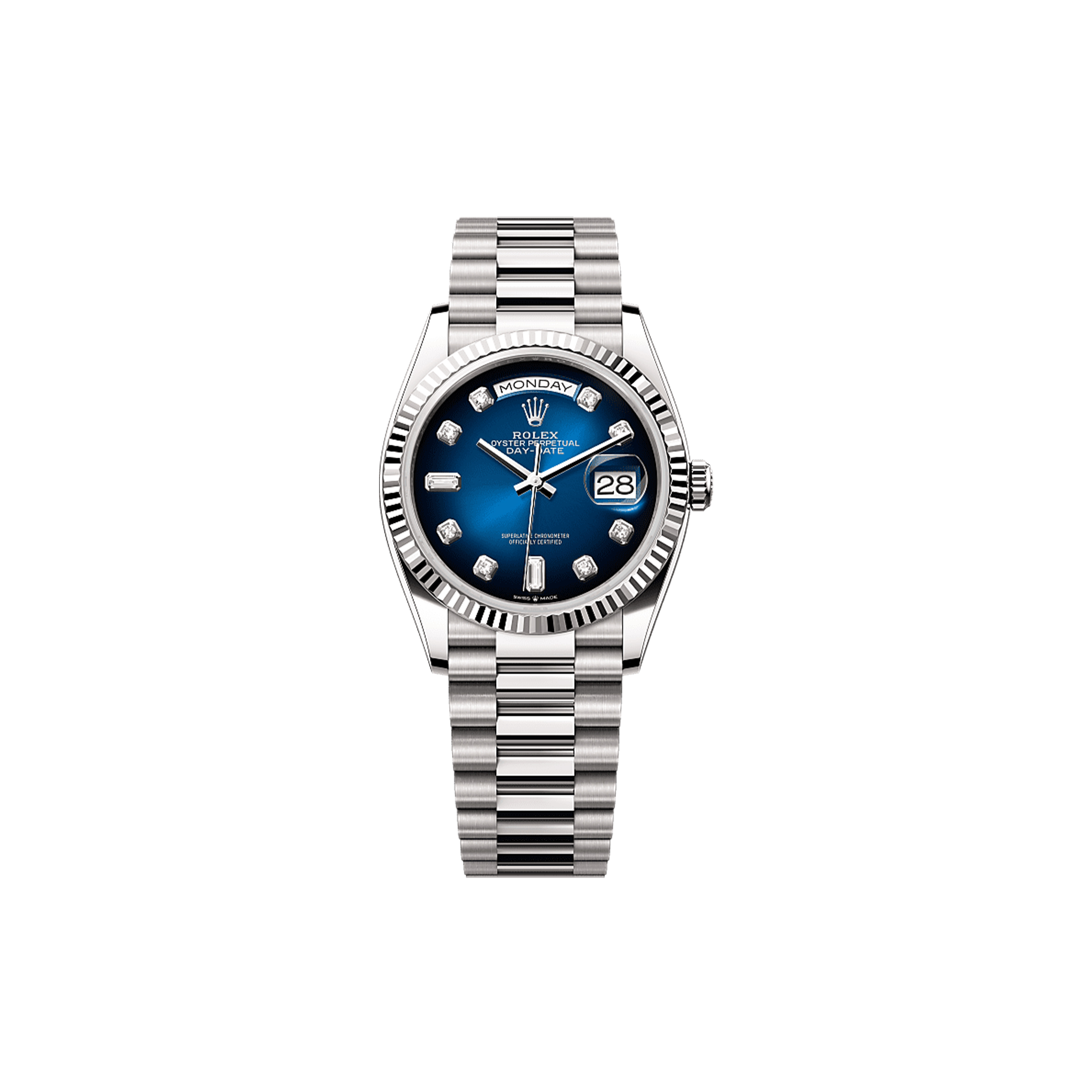 R*L*X DAY-DATE 36 OYSTER, 36 MM, WHITE GOLD WATCH 128239-0023