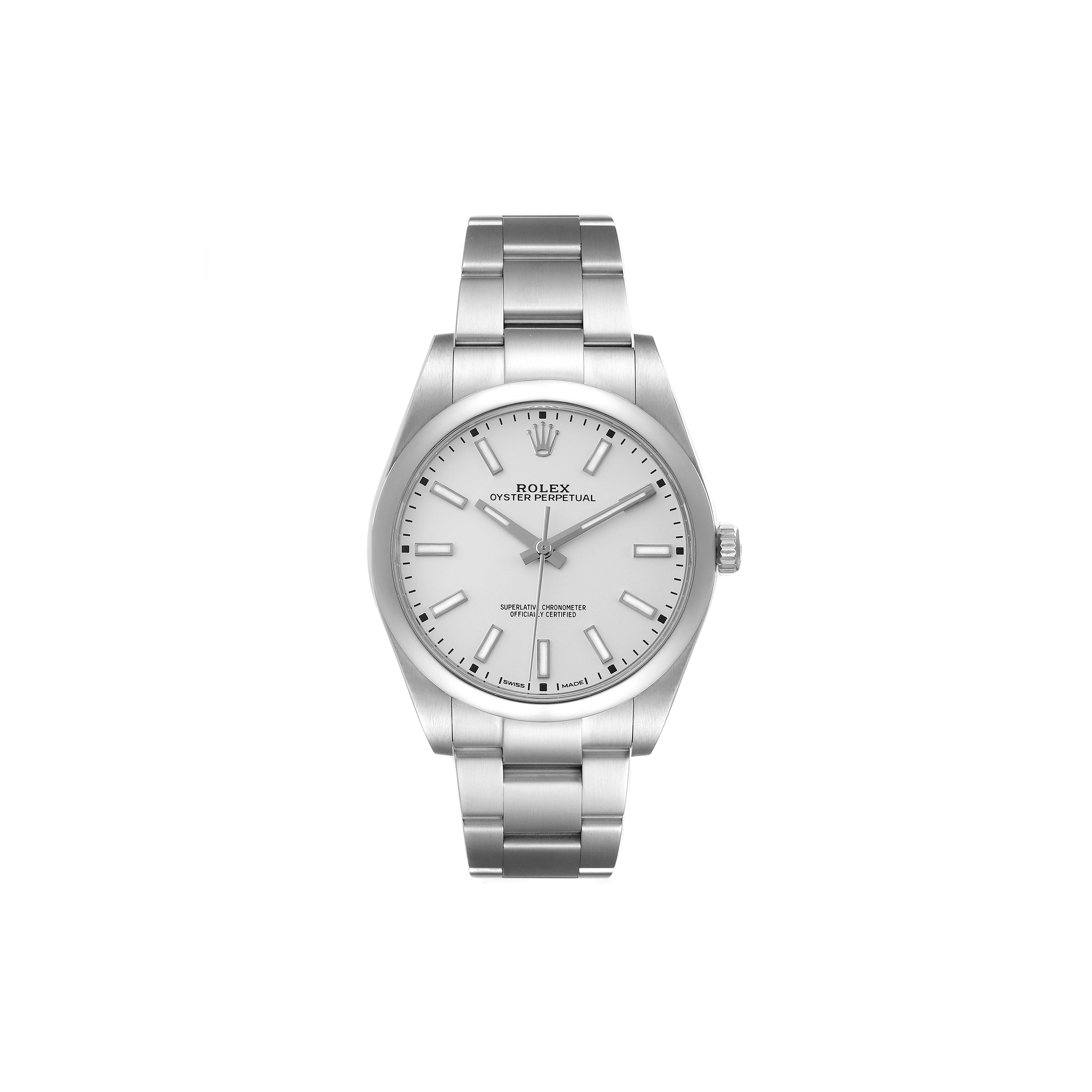 R*L*X OYSTER PERPETUAL SIL*VER DIAL STEEL 39MM WATCH 114300