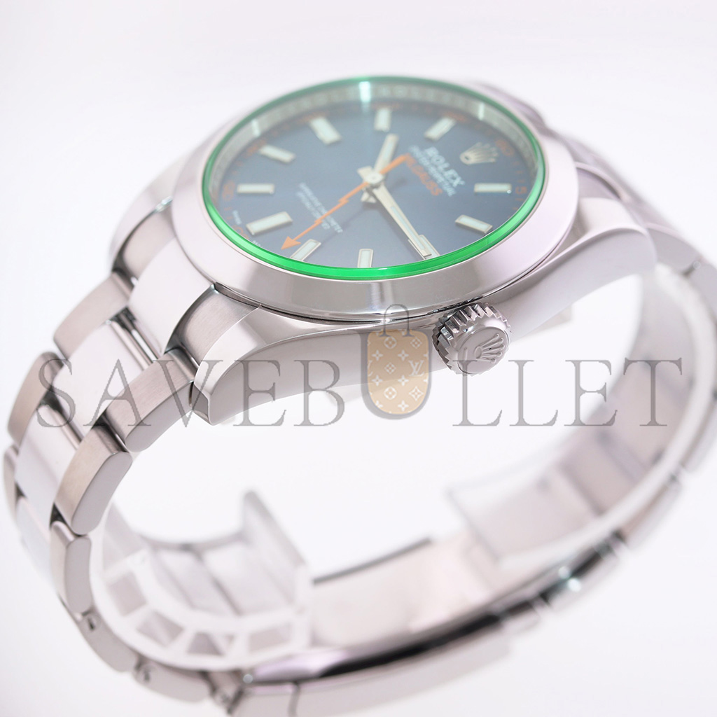 ROLEX OYSTER PERPETUAL MILGAUSS BLUE DIAL 40MM WATCH 116400GV