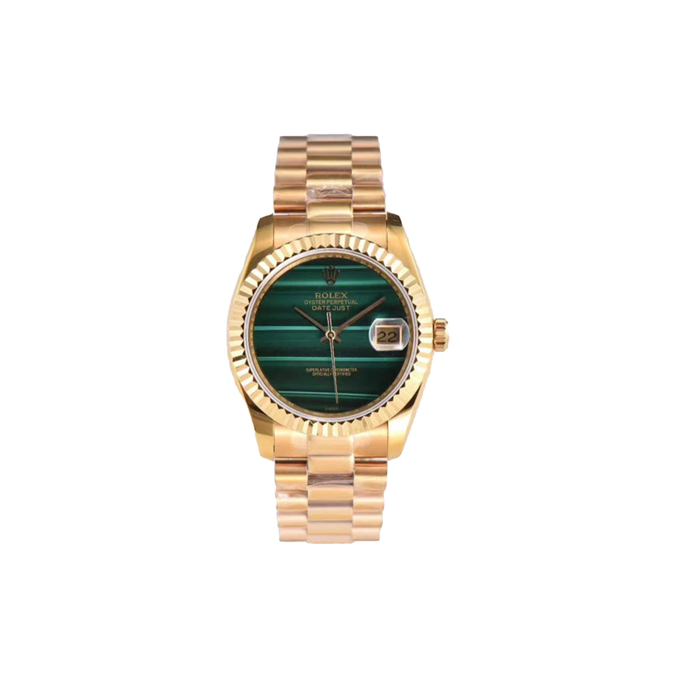 R*L*X DATEJUST YELLOW GOLD MALACHITE DIAL 26MM WATCH 69178
